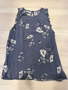 Sleeveless Floral Tank Top - Blue